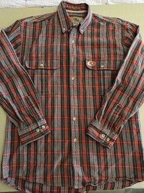 Mossy Oak Men's Red and Gray Plaid Button-Down Shirt